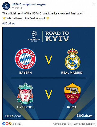 Bayern vs Real FC Liverpool vs Roma